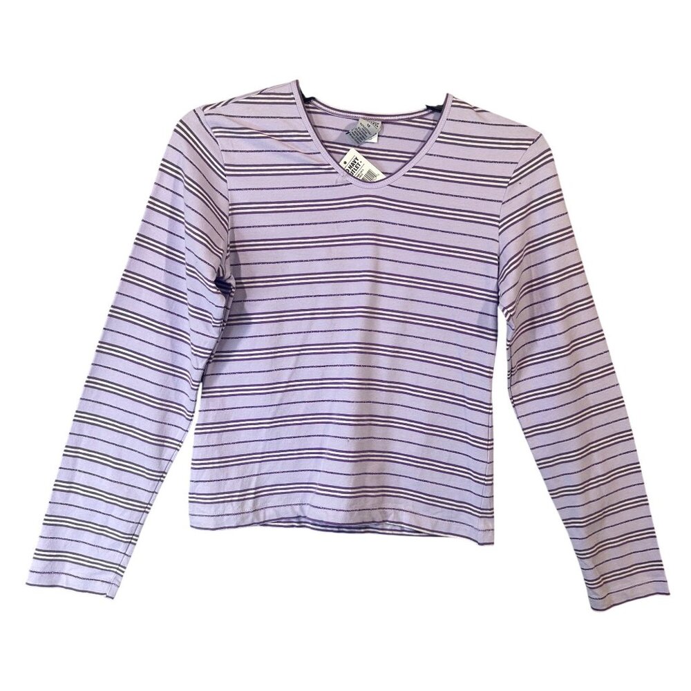 Old Navy Outlet Long Sleeve Tee Girl Size 12 Purple Stripe NWT